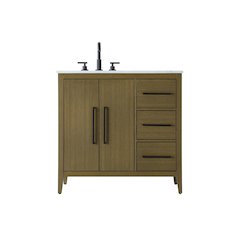 36 Inch Single Bathroom Vanity In Chestnut Brown