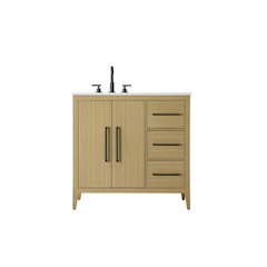 36 Inch Single Bathroom Vanity In  Honey Brown