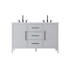 54 Inch Double Bathroom Vanity In Grey