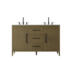 54 Inch Double Bathroom Vanity In Chestnut Brown