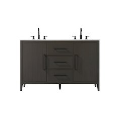 54 Inch Double Bathroom Vanity In Mocha Brown