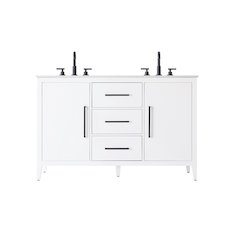 54 Inch Double Bathroom Vanity In White