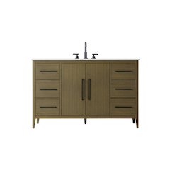 54 Inch Single Bathroom Vanity In Chestnut Brown