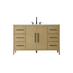 54 Inch Single Bathroom Vanity In Honey Brown