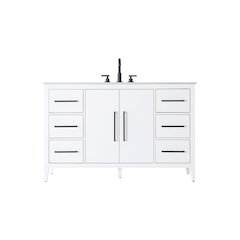 54 Inch Single Bathroom Vanity In White
