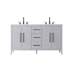 60 Inch Double Bathroom Vanity In Grey