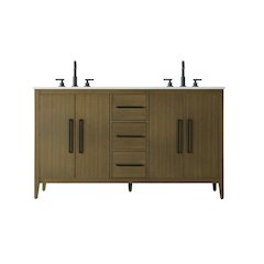 60 Inch Double Bathroom Vanity In Chestnut Brown