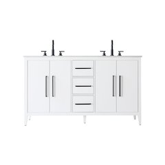 60 Inch Double Bathroom Vanity In White