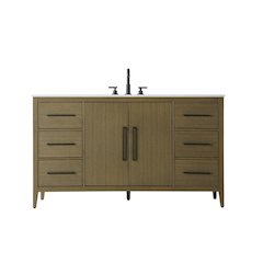 60 Inch Single Bathroom Vanity In Chestnut Brown