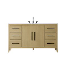 60 Inch Single Bathroom Vanity In Honey Brown