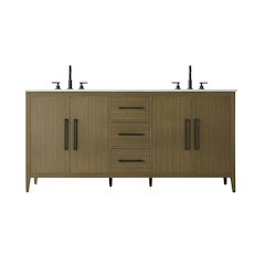72  Inch Double Bathroom Vanity In Chestnut Brown