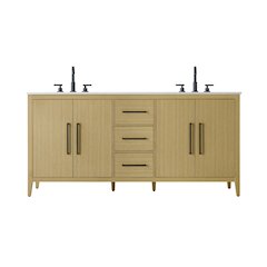 72 Inch Double Bathroom Vanity In Honey Brown