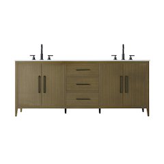 84 Inch Double Bathroom Vanity In Chestnut Brown