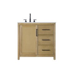 36 Inch Single Bathroom Vanity In Linen Oak