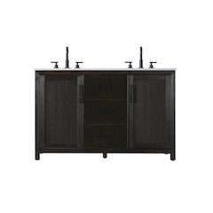 54 Inch Double Bathroom Vanity In Chocolate Oak