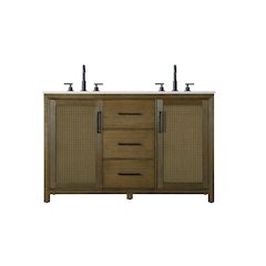 54 Inch Double Bathroom Vanity In Hazel Oak