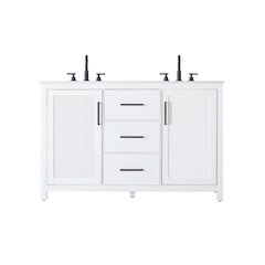 54 Inch Double Bathroom Vanity In White