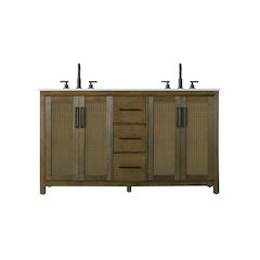 60 Inch Double Bathroom Vanity In Hazel Oak