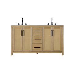 60 Inch Double Bathroom Vanity In Linen Oak