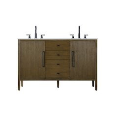 54 inch Double Bathroom Vanity in Hazel Oak