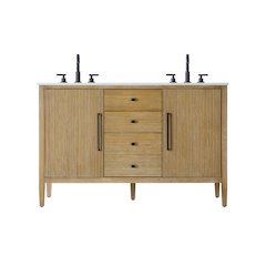 54 inch Double Bathroom Vanity in Linen Oak