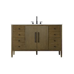 54 inch Single Bathroom Vanity in Hazel Oak