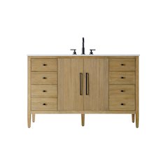 54 inch Single Bathroom Vanity in Linen Oak