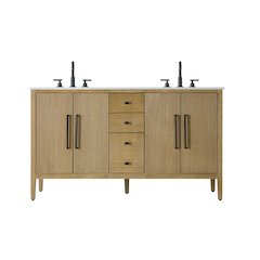 60 inch Double Bathroom Vanity in Linen Oak
