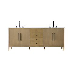 84 inch Double Bathroom Vanity in Linen Oak