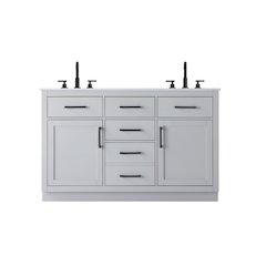 Alden 54 Inch Double Bathroom Vanity In Grey