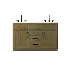 Alden 54 Inch Double Bathroom Vanity In Chestnut Brown