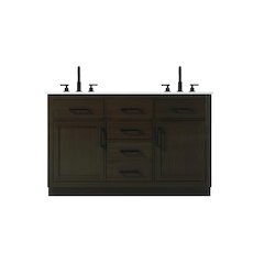 Alden 54 Inch Double Bathroom Vanity In Mocha Brown