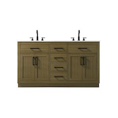 Alden 60 Inch Double Bathroom Vanity In Chestnut Brown