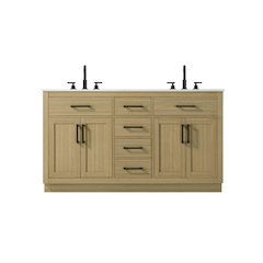 Alden 60 Inch Double Bathroom Vanity In Honey Brown