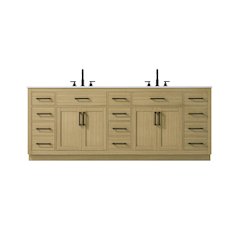Alden 84 Inch Double Bathroom Vanity In Honey Brown