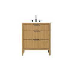 30 inch Single Bathroom Vanity in Honey Teak