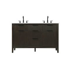 54 inch Double Bathroom Vanity in Chocolate Oak