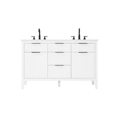 54 inch Double Bathroom Vanity in White