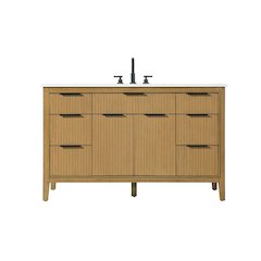 54 inch Single Bathroom Vanity in Honey Teak