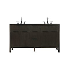 60 inch Double Bathroom Vanity in Chocolate Oak