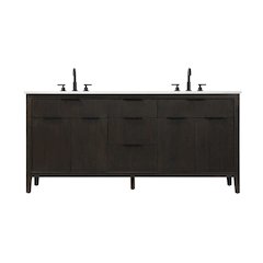 72 inch Double Bathroom Vanity in Chocolate Oak