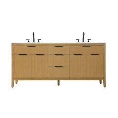 72 inch Double Bathroom Vanity in Honey Teak