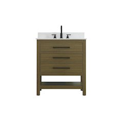 30 inch Single Bathroom Vanity in Chestnut Brown with backsplash