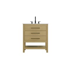 30 inch Single Bathroom Vanity in Honey Brown