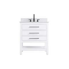 30 inch Single Bathroom Vanity in White with backsplash