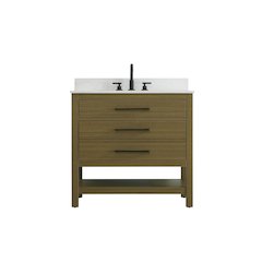 36  inch Single Bathroom Vanity in Chestnut Brown with backsplash