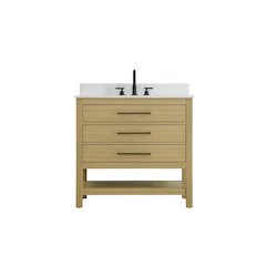36  inch Single Bathroom Vanity in Honey Brown with backsplash