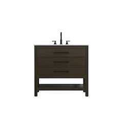 36 inch Single Bathroom Vanity in Mocha Brown