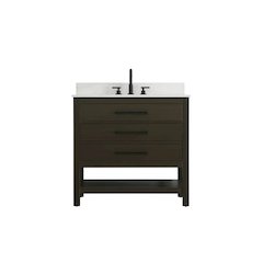 36 inch Single Bathroom Vanity in Mocha Brown with backsplash