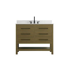 42 inch Single Bathroom Vanity in Chestnut Brown with backsplash